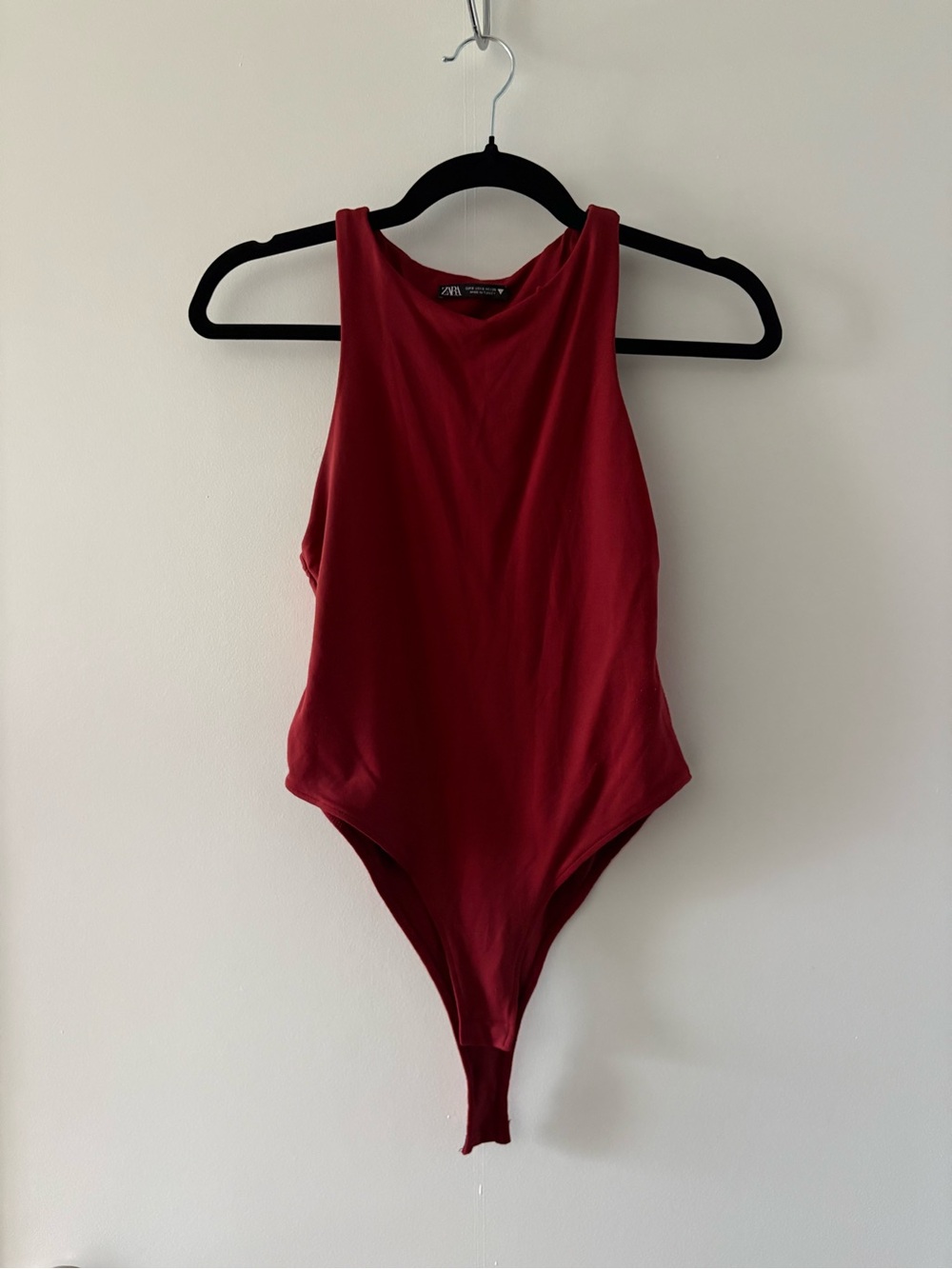 Zara Maroon Sleeveless One-Piece Bodysuit
